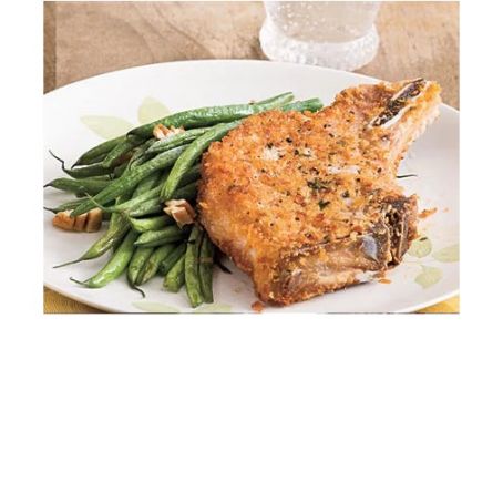 Pork Chops With Roasted Green Beans and Pecans